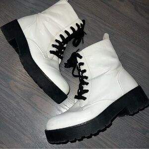 White Combat Boots